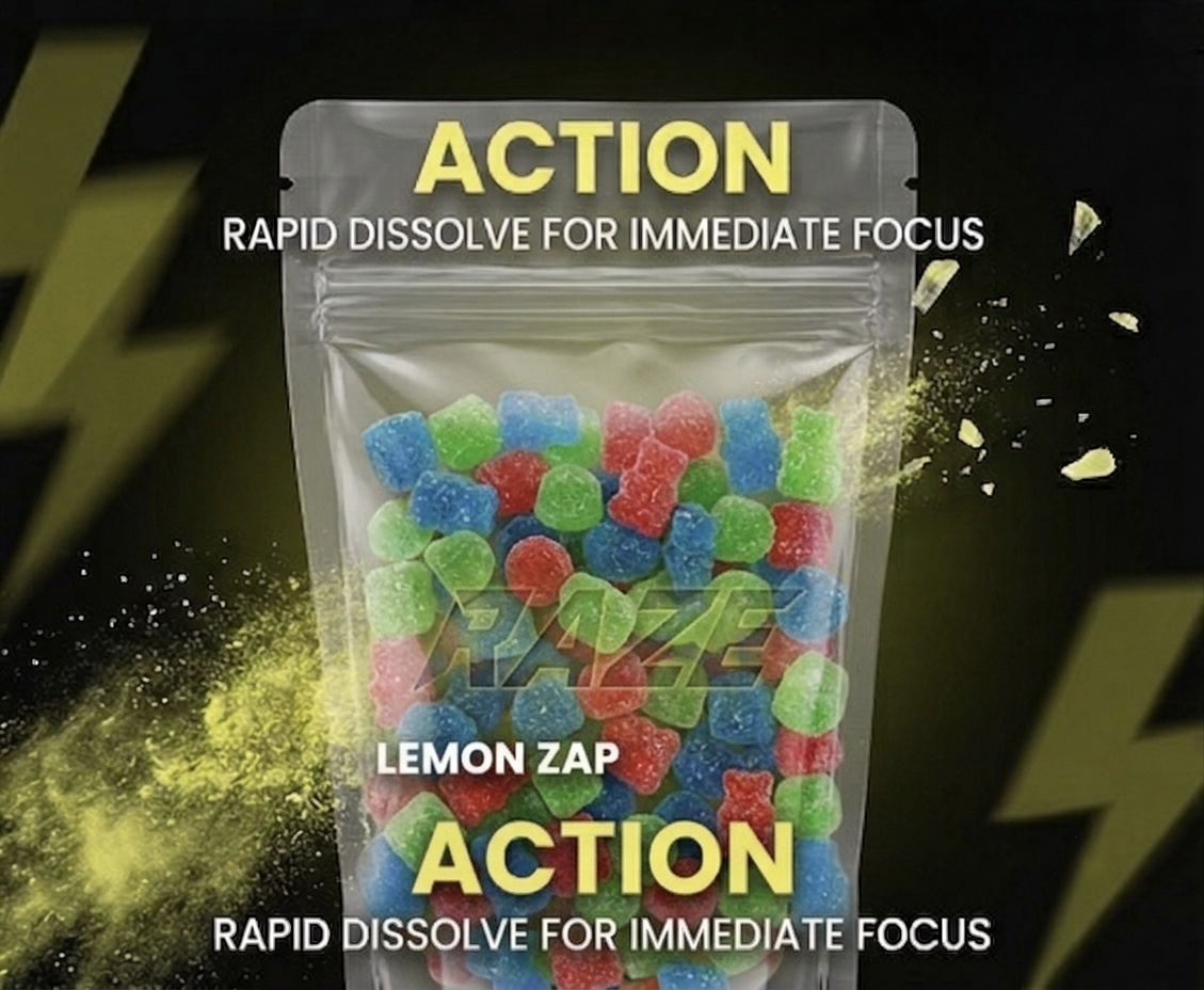 RAZE candy rapid dissolve action shot